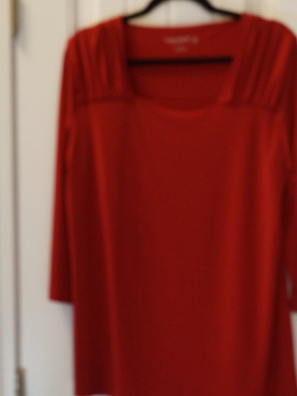 Susan Graver Essentials Liquid Knit Ruched 3/4 Sleeve Top Size L